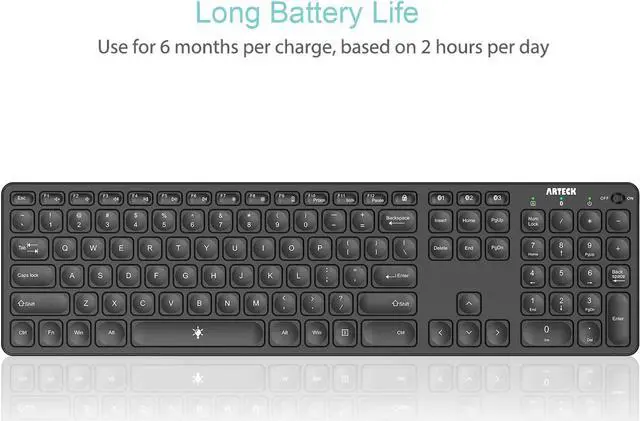Alt view image 4 of 6 - Universal Backlit 7-Colors & Adjustable Brightness Multi-Device Full Size Wireless Bluetooth Keyboard for Windows, iOS, iPad OS, Android, Computer Desktop Laptop Surface Tablet Smartphone