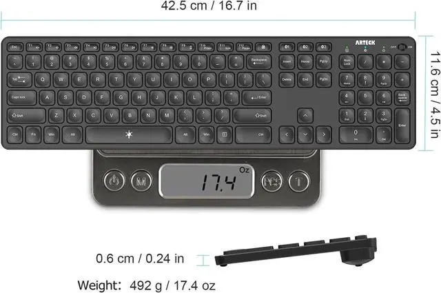 Alt view image 5 of 6 - Universal Backlit 7-Colors & Adjustable Brightness Multi-Device Full Size Wireless Bluetooth Keyboard for Windows, iOS, iPad OS, Android, Computer Desktop Laptop Surface Tablet Smartphone