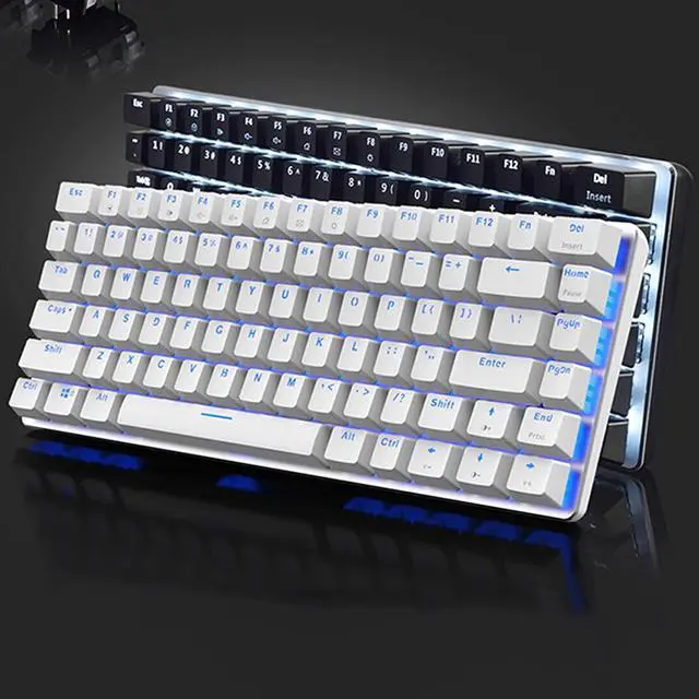 Alt view image 3 of 7 - Lomiluskr AK33 Wired Mechanical Keyboard, 82-Keys Compact Mechanical Gaming Keyboard with Anti-ghosting Keys, Small and Portable (Black Switch/Blue Backlight, White)