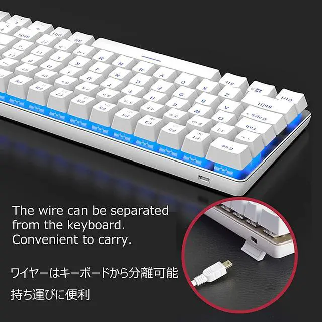 Alt view image 6 of 7 - Lomiluskr AK33 Wired Mechanical Keyboard, 82-Keys Compact Mechanical Gaming Keyboard with Anti-ghosting Keys, Small and Portable (Black Switch/Blue Backlight, White)