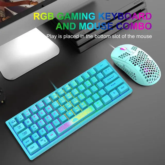 Alt view image 3 of 7 - 60% Gaming Keyboard and Mouse Combo Samll Mini RGB Backlight Mechanical Feeling and Honeycomb Optical Mouse, Mouse pad for Gamers and Typists