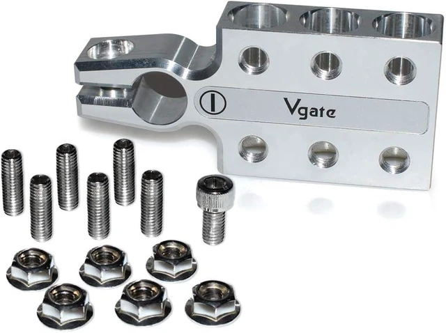 Alt view image 4 of 6 - Lead Acid Battery Terminal Clamps, 12-Way Connectors, 8AWG to 4/0(XL) AWG Gauge, Positive & Negative (+/-) Pair for SAE/DIN/EN Tapered Top Post