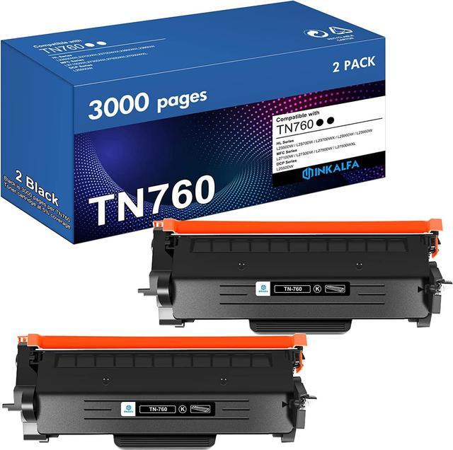 2PK High Yield TN760 Toner Cartridge For Brother MFC-L2710DW L2395DW  HL-L2370DW