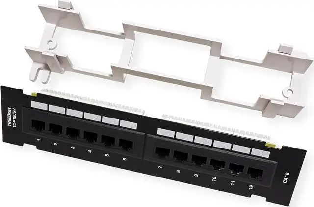 Alt view image 7 of 7 - TRENDnet 12-Port Cat6 Unshielded Patch Panel,TC-P12C6V, Wall Mount,Included 89D Bracket,Vertical or Horizontal Installation, Compatible w/ Cat5e & Cat6 RJ45 Cabling, 110 IDC Type Terminal Blocks Black