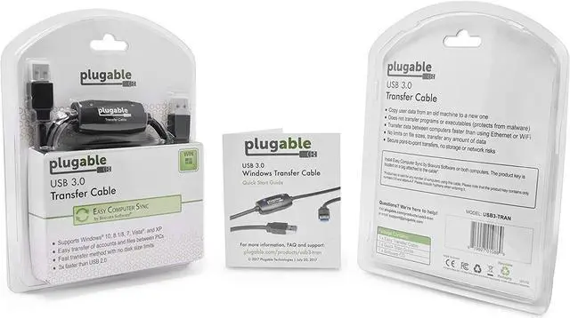 Alt view image 5 of 6 - Plugable USB 3.0 Transfer Cable, Unlimited Use, Transfer Data Between 2 Windows PC's, Compatible with Windows 11, 10, 8.1, 8, 7, Vista, XP, Bravura Easy Computer Sync Software Included