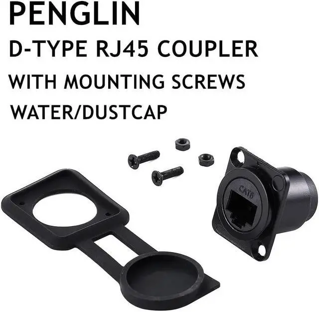 Alt view image 2 of 7 - 10PCS D-Type RJ45 Coupler, Shielded RJ45 Panel Mount Connector, CAT6/CAT5E/CAT5 Female to Female LAN Network Bulkhead Pass Through Socket