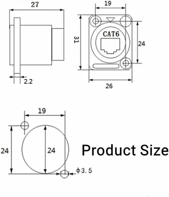 Alt view image 7 of 7 - 10PCS D-Type RJ45 Coupler, Shielded RJ45 Panel Mount Connector, CAT6/CAT5E/CAT5 Female to Female LAN Network Bulkhead Pass Through Socket