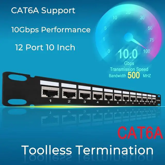 Alt view image 4 of 7 - Rapink Patch Panel Mini 12 Port Cat6A with Inline Keystone 10G Support, Coupler Patch Panel STP Shielded 10-Inch with Removable Back Bar, 1U Network Patch Panel for Cat7, Cat6, Cat6A, Cat5e