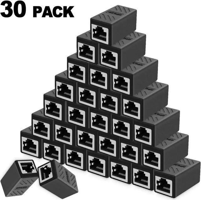 Alt view image 2 of 7 - RJ45 Coupler, Ethernet Connectors, Hielded in-Line Coupler for Cat7/Cat6/Cat5e/Cat5 Ethernet Cable Extender Connector - Female to Female (Black-30 Pack)