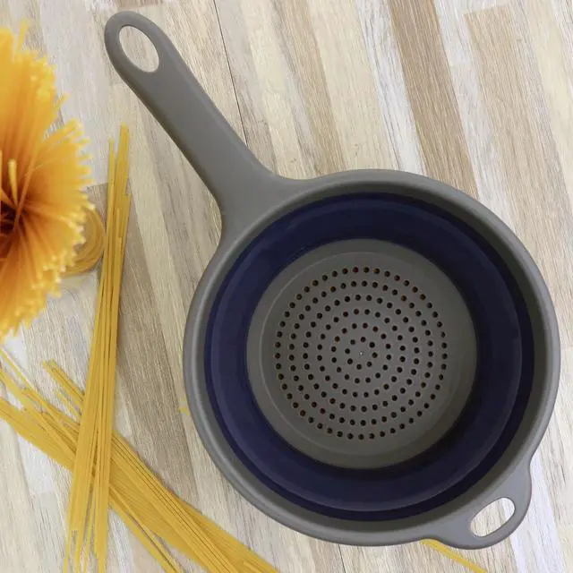 Alt view image 7 of 7 - Oster Bluemarine Collapsible Polypropylene Colander with Handle in Navy