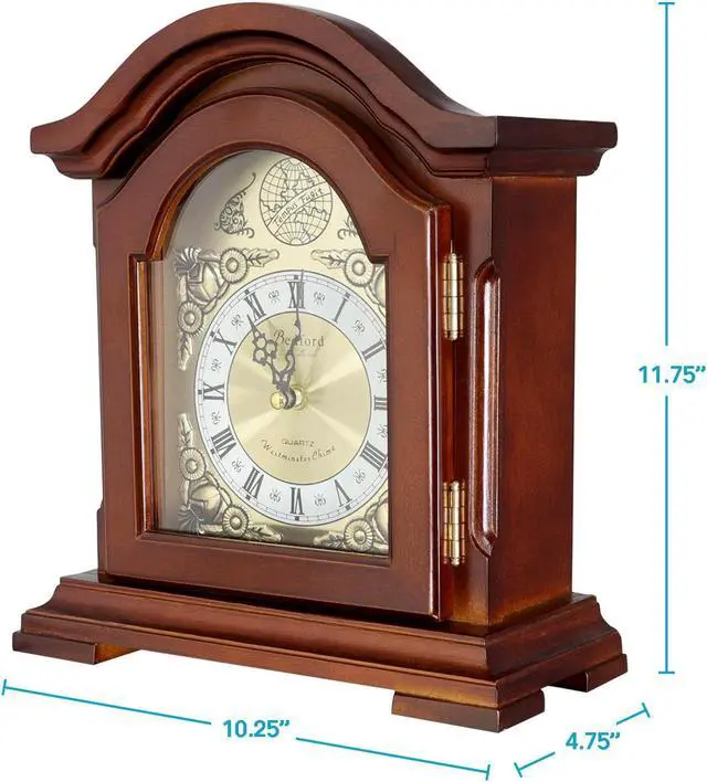 Alt view image 3 of 9 - Clock Collection Redwood Mantel clock with Chime