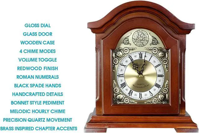 Alt view image 4 of 9 - Clock Collection Redwood Mantel clock with Chime