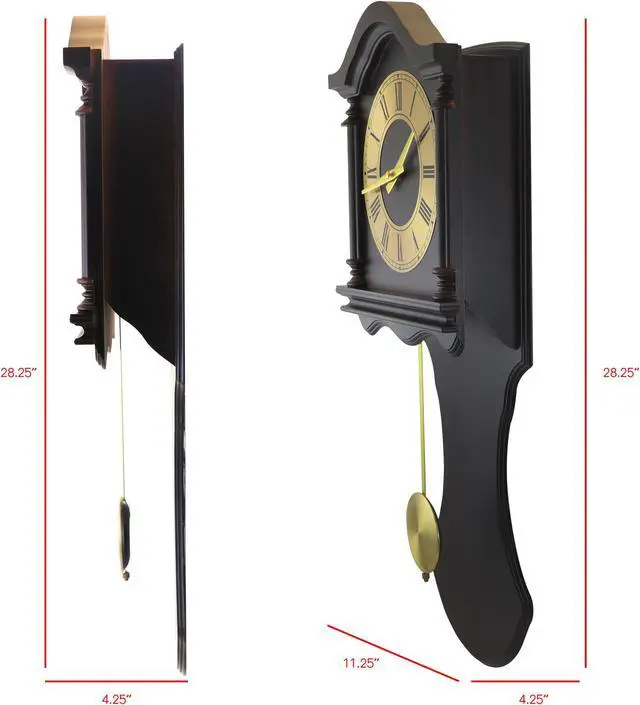 Alt view image 5 of 8 - Clock Collection Mahogany Wood Wall Clock with Pendulum and Chimes