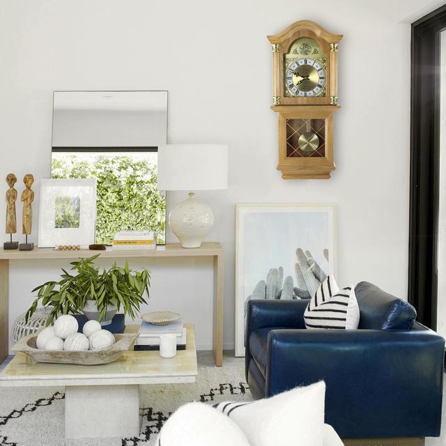 Alt view image 4 of 9 - Bedford Clock Collection Classic Golden Oak Chiming Wall Clock With Swinging Pendulum