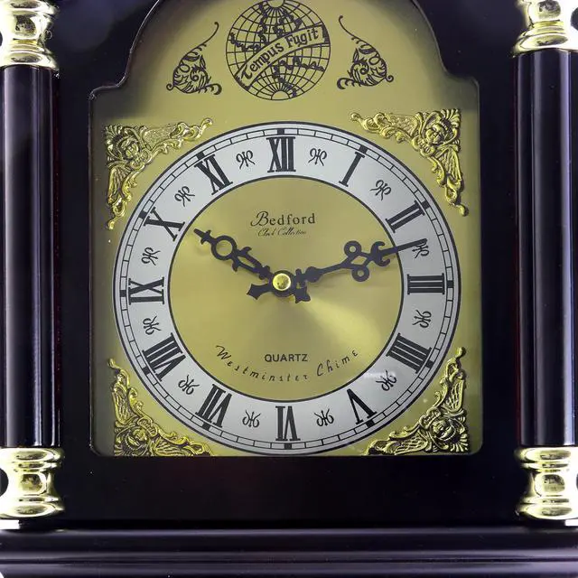 Alt view image 5 of 10 - Bedford Clock Collection Antique Mohogany Cherry Oak Chiming Wall Clock with Roman Numeral