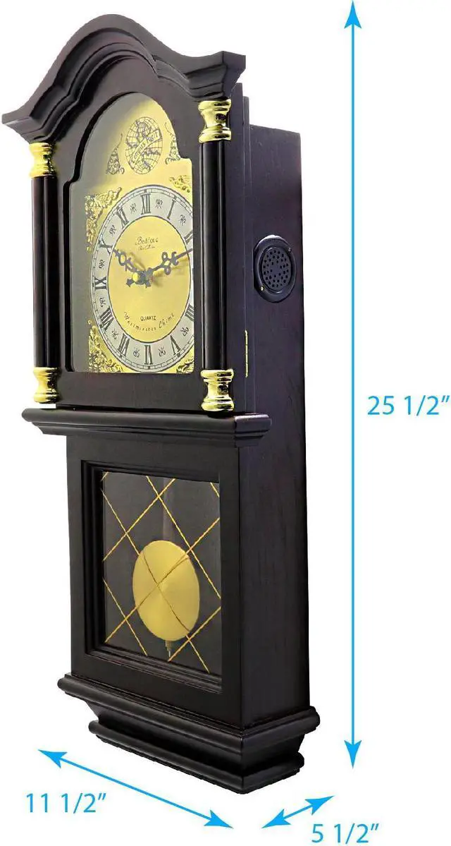 Alt view image 8 of 10 - Bedford Clock Collection Antique Mohogany Cherry Oak Chiming Wall Clock with Roman Numeral