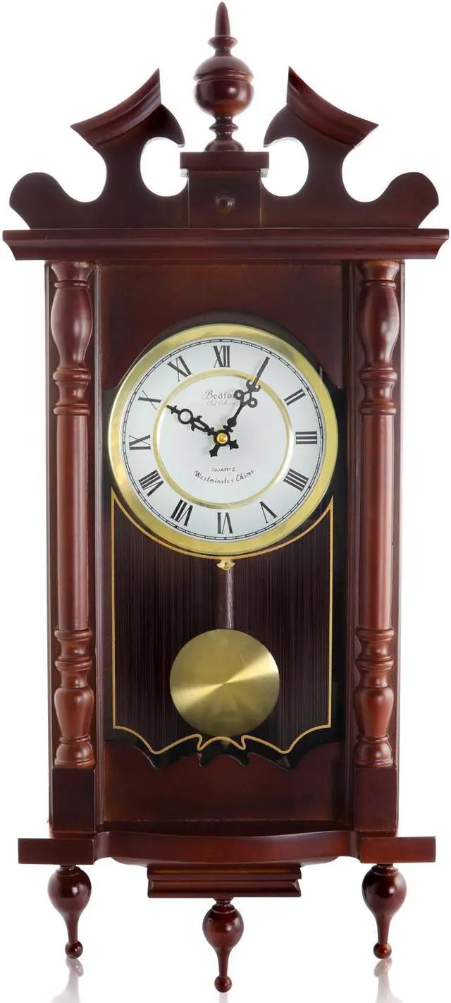 Alt view image 2 of 8 - Bedford Clock Collection Classic Chiming Wall Clock With Roman Numerals