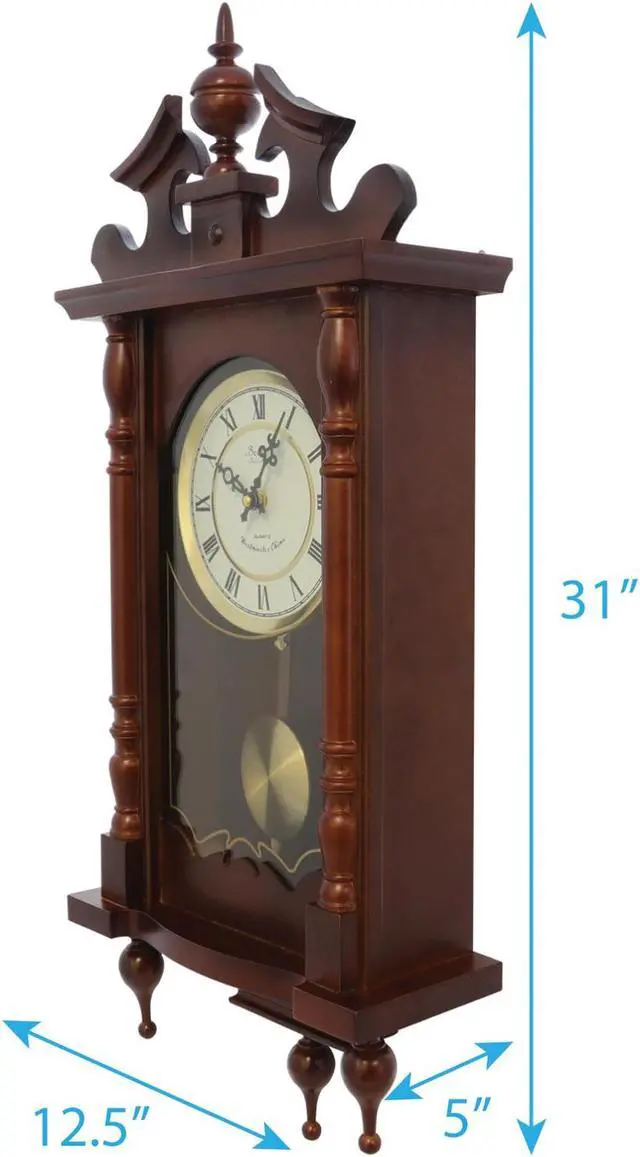 Alt view image 7 of 8 - Bedford Clock Collection Classic Chiming Wall Clock With Roman Numerals