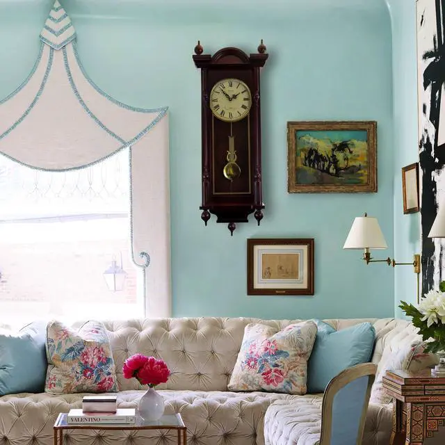 Alt view image 6 of 8 - Bedford Clock Collection 31" Antique Mahogany Cherry Oak Chiming Wall Clock with Roman Numerals