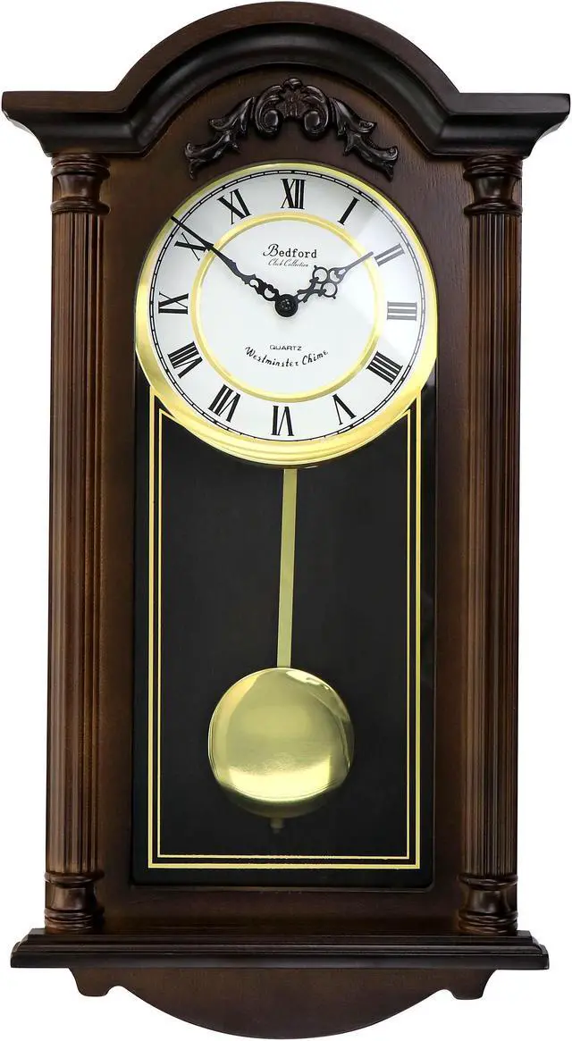 Main image of Bedford Clock Collection Noah 22 Inch Chestnut Wood Chiming Pendulum Wall Clock