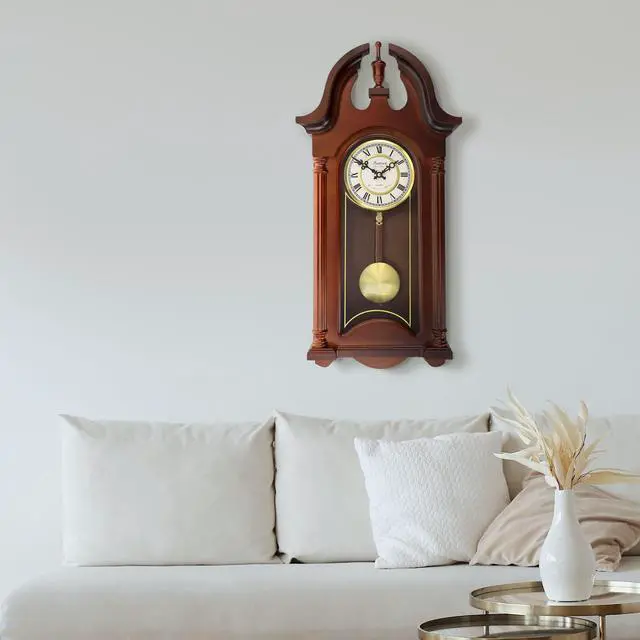 Alt view image 7 of 7 - Bedford Clock Collection Redwood Tambour Mantel Clock with Chimes