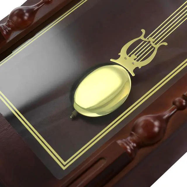 Alt view image 5 of 7 - Bedford Clock Collection Grand 31 Inch Chiming Pendulum Wall Clock in Antique Mahogany Cherry Finish