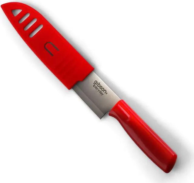 Alt view image 2 of 7 - Gibson Everyday Grantville 4 Piece 6 Inch Santoku Knife with Sheath in Assorted Colors