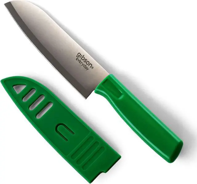 Alt view image 6 of 7 - Gibson Everyday Grantville 4 Piece 6 Inch Santoku Knife with Sheath in Assorted Colors