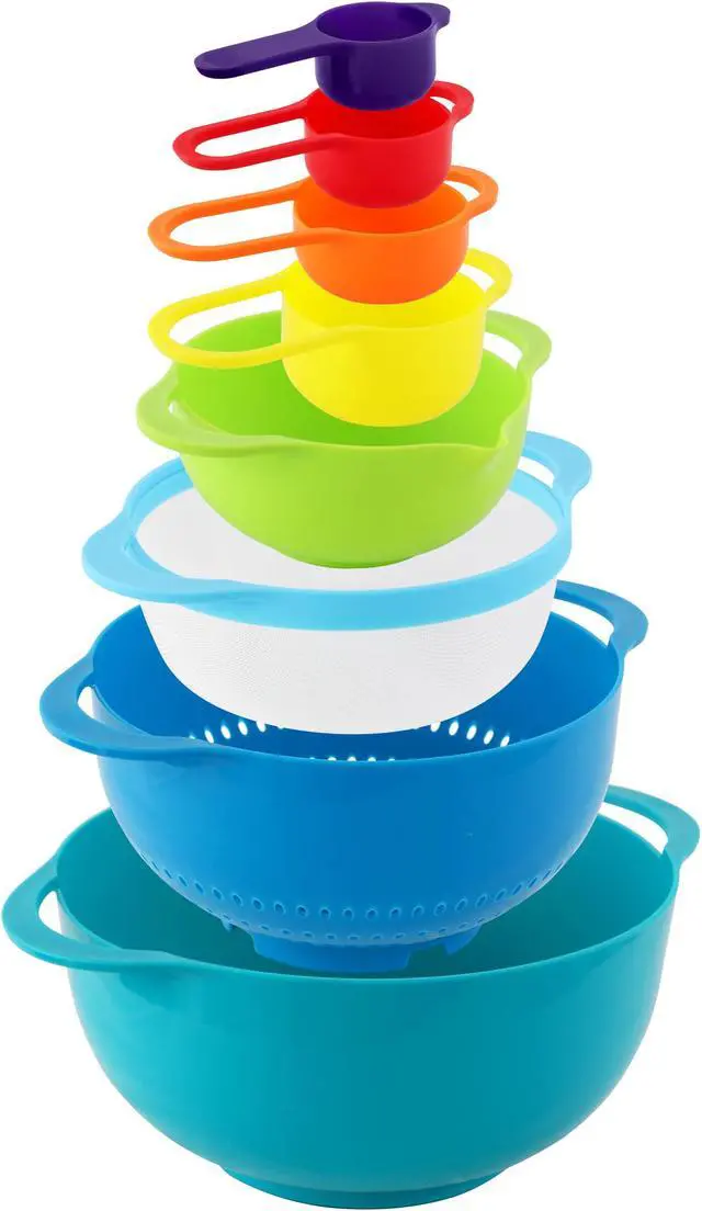Alt view image 4 of 7 - MegaChef Multipurpose Stackable Mixing Bowl and Measuring Cup Set