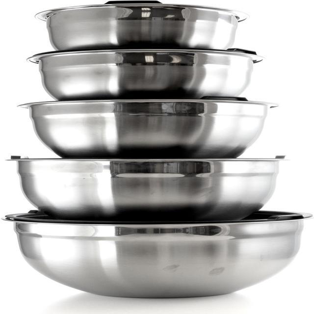 MegaChef 5-Piece Stainless Steel Silver Mixing Bowl Set with Lids