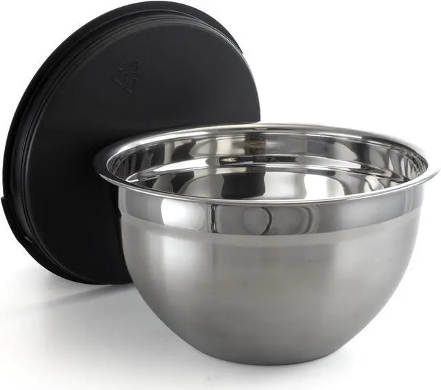 Alt view image 7 of 8 - Megachef Stackable Mixing Bowl Set with Lids, 5 Piece Assorted Size, Silver Chrome