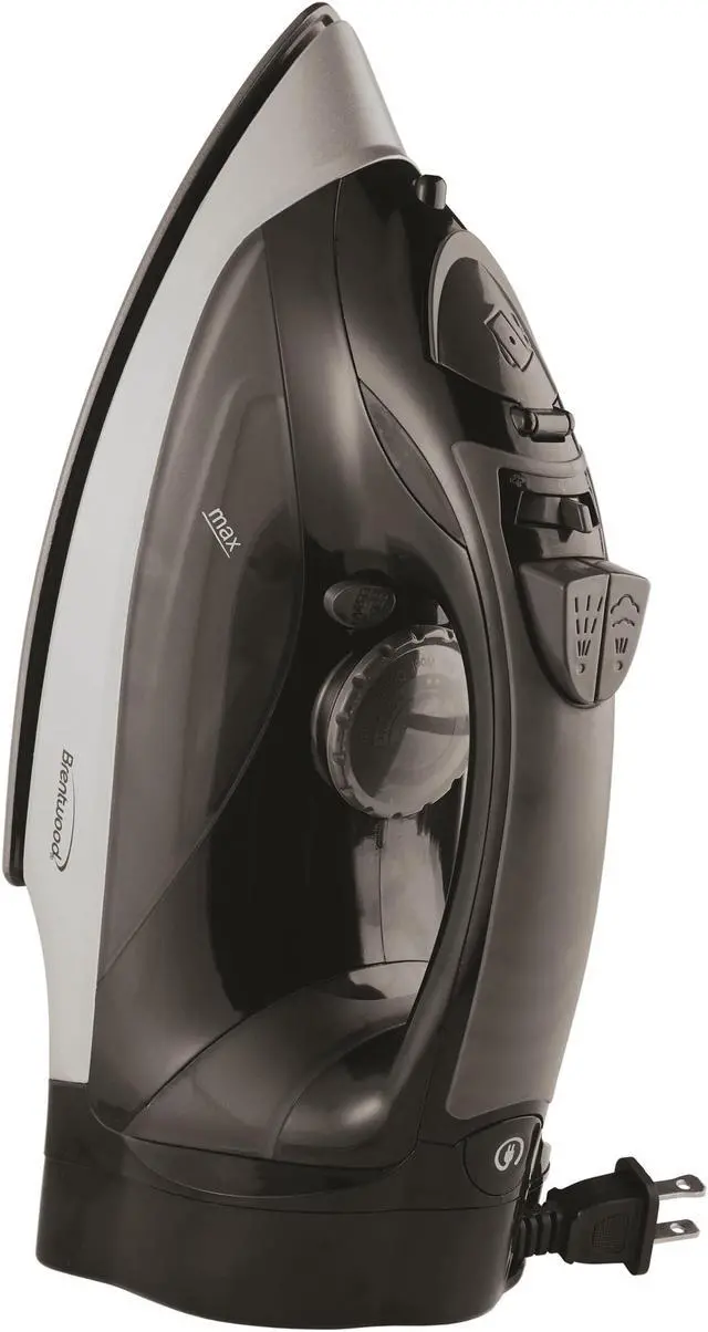 Alt view image 12 of 18 - Brentwood Appliances MPI-59B Power Nonstick Steam Iron with Retractable Cord, Black