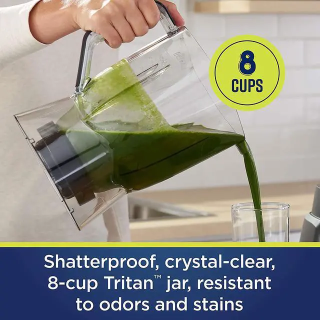 Alt view image 6 of 8 - oster blstts-cb2-000 pro blender with texture select settings, 2 blend-n-go cups and tritan jar, 64 ounces, brushed nickel