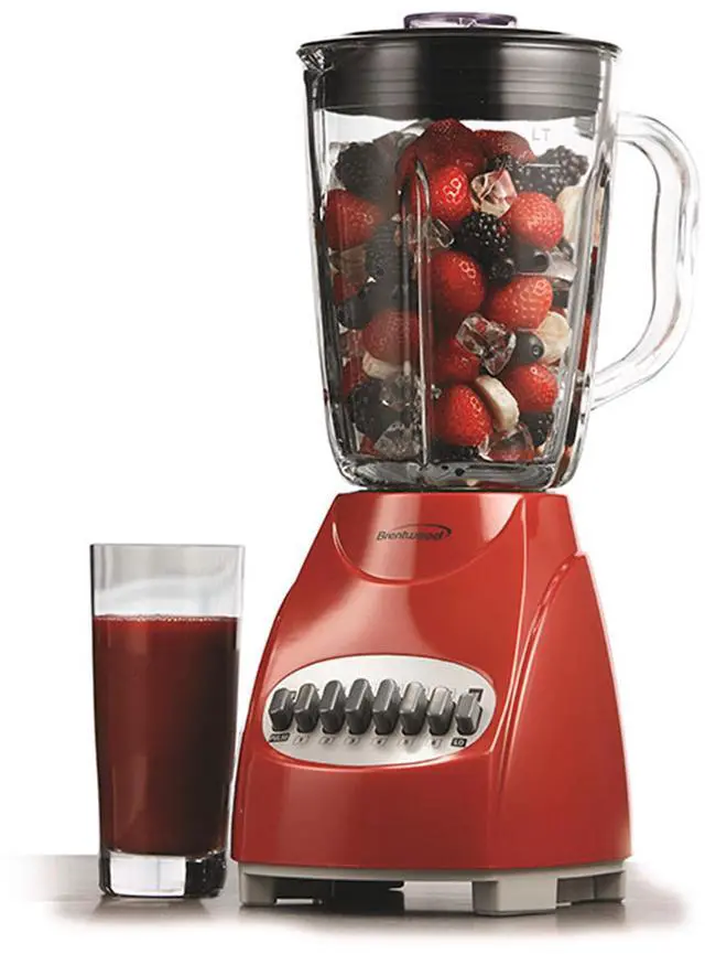 Alt view image 2 of 5 - Brentwood JB-920R 12-Speed + Pulse Blender with Glass Jar, Red