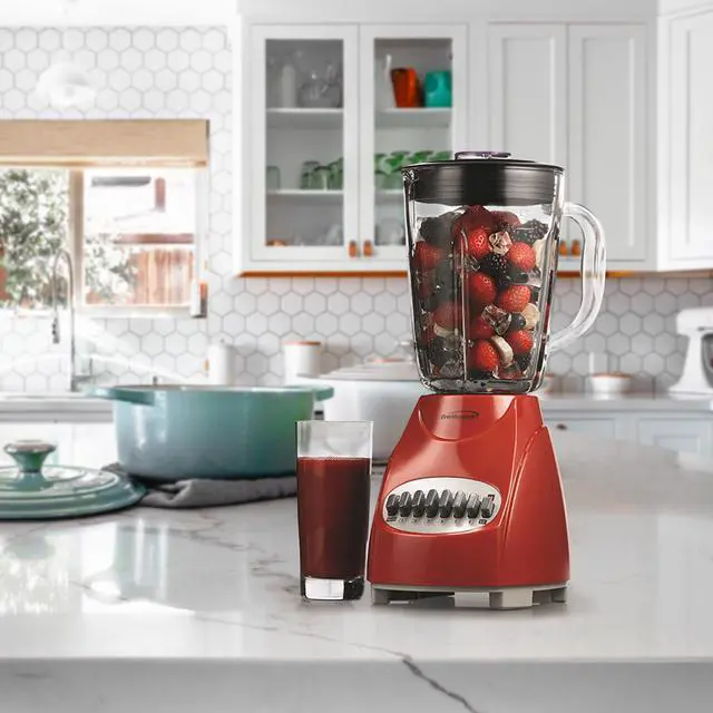 Alt view image 5 of 5 - Brentwood JB-920R 12-Speed + Pulse Blender with Glass Jar, Red