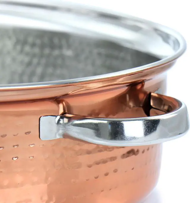 Alt view image 6 of 7 - Gibson Home Radiance 17.5 Inch Stainless Steel Copper Plated Oval Roaster with Lid and Roasting Rack