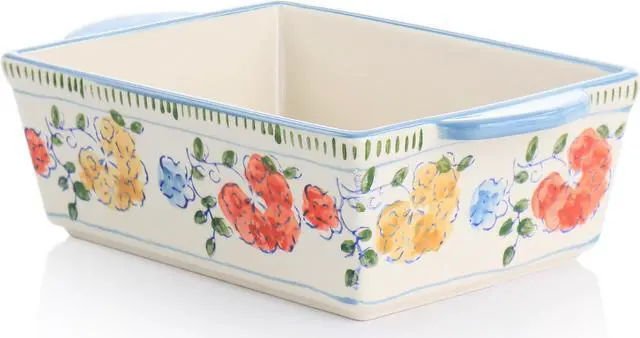 Alt view image 3 of 7 - Gibson Elite Anaya 2 Piece Stoneware Bakeware Set with Hand Painted Designs
