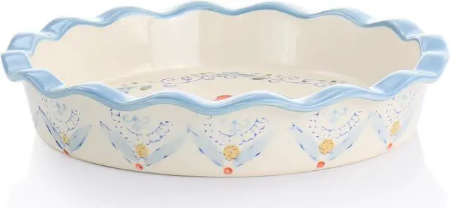 Alt view image 4 of 7 - Gibson Elite Anaya 2 Piece Stoneware Bakeware Set with Hand Painted Designs