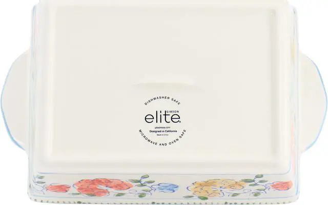 Alt view image 5 of 7 - Gibson Elite Anaya 2 Piece Stoneware Bakeware Set with Hand Painted Designs