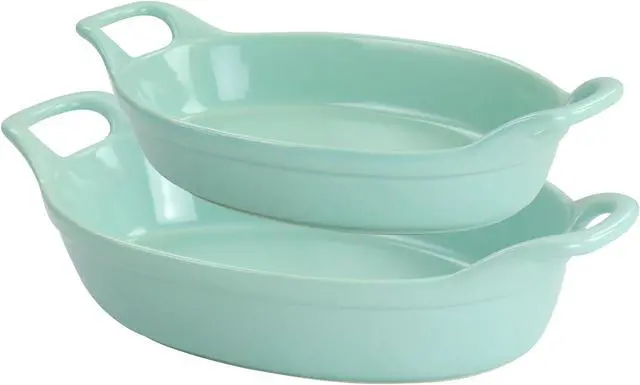 Alt view image 4 of 7 - Martha Stewart Stoneware 2 Piece Oval Baker Set in Mint