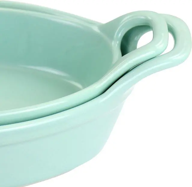 Alt view image 5 of 7 - Martha Stewart Stoneware 2 Piece Oval Baker Set in Mint
