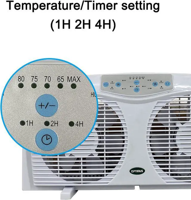 Alt view image 12 of 15 - Optimus F-5286 8 Reversible Twin Window Fan with Thermostat
