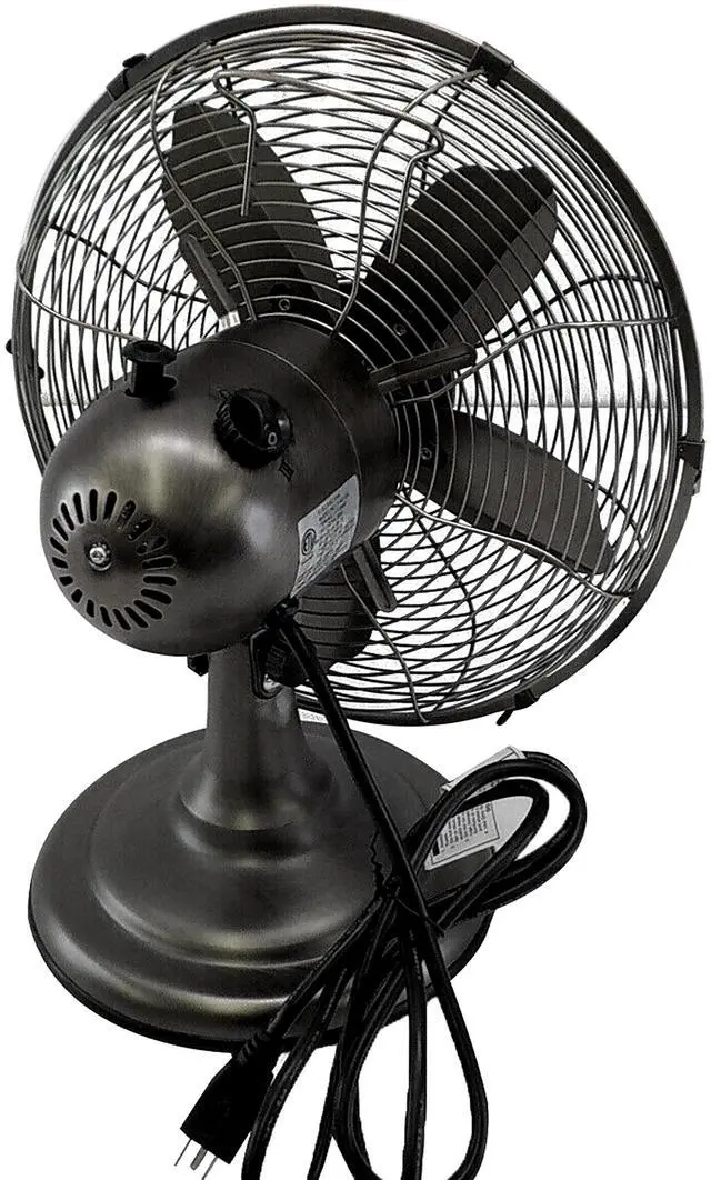 Alt view image 4 of 6 - Optimus F-6212 Powerful 3 Speed 12" Portable Retro Oscillating Table Fan, Bronze