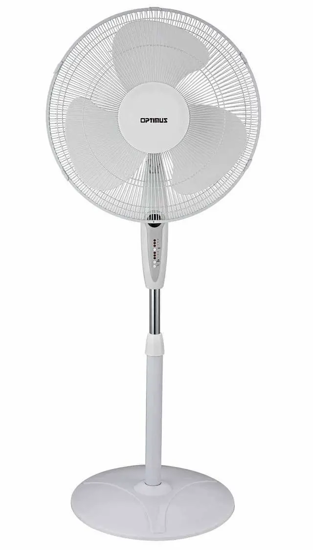 Alt view image 4 of 8 - OPTIMUS F-1672WH 16" Oscillating Stand Fan with Remote ,White