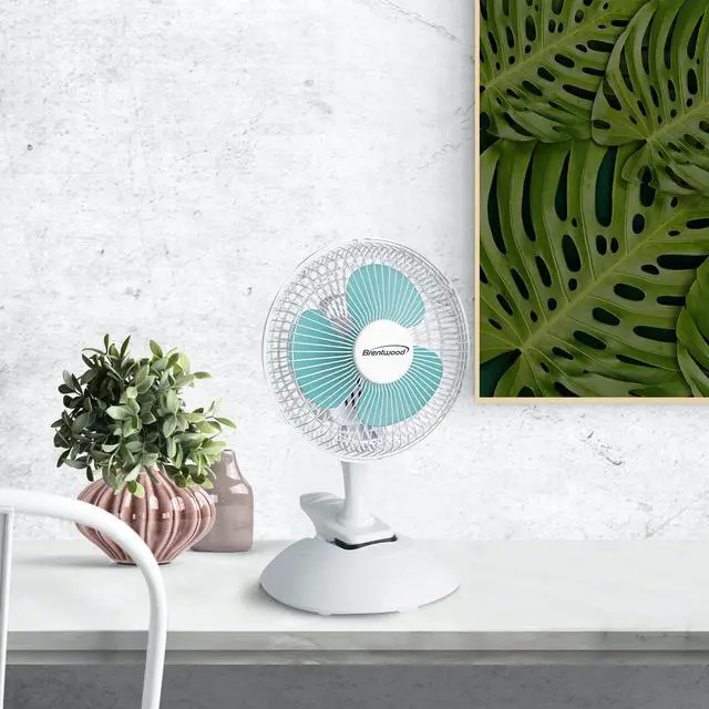Alt view image 9 of 9 - Brentwood Kool Zone F-621W 6" Convertible Clip Desk Fan