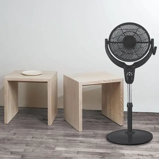 Alt view image 4 of 9 - Optimus F7508 14 Inch Louver Rotating Oscil Pedestal Air Circulator with Remote, LED and Timer