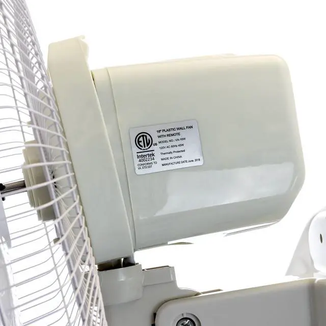 Alt view image 12 of 14 - vie air 16" plastic wall fan with remote control in white