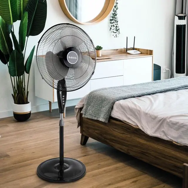 Alt view image 14 of 15 - Holmes Oscillating 16" Blade Whole Room Standing Fan Black 2115138