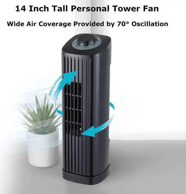 Alt view image 2 of 8 - Optimus F-7348BK 14 Inch Portable Ultra-Slim Desktop Tower Fan in Black