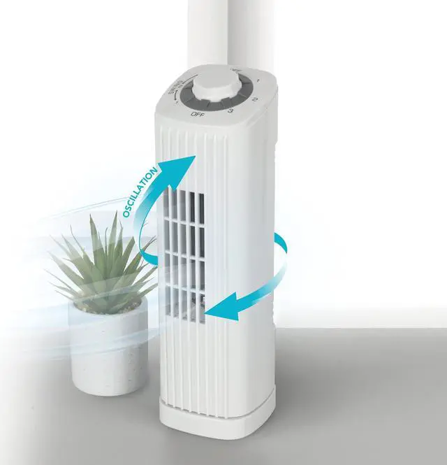Alt view image 2 of 9 - Optimus F-7348WH 14 Inch Portable Ultra-Slim Desktop Tower Fan in White